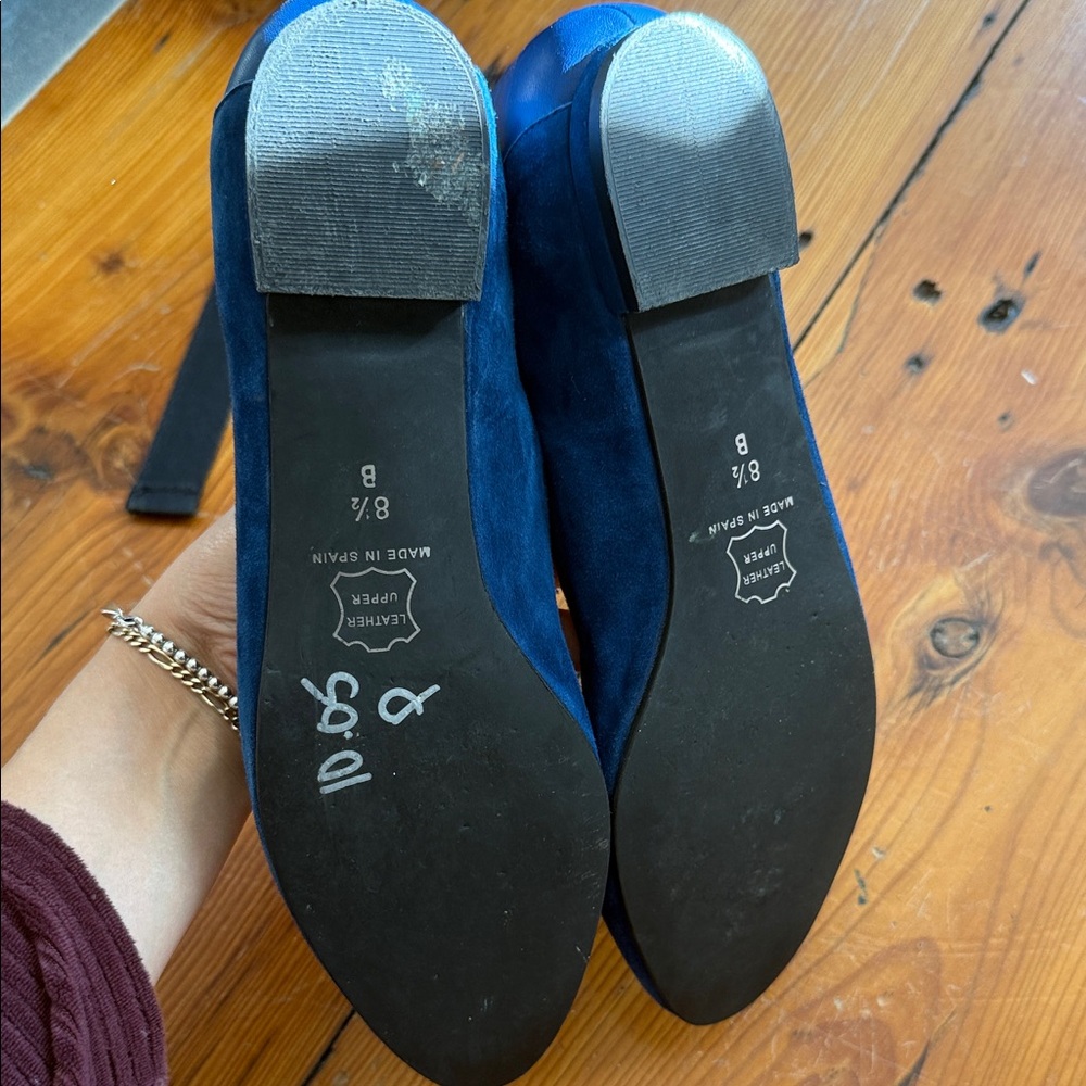 FS/NU Suede Blue Women's Scalloped Leather Upper Flats Shoes Size 8.5 - Picture 7 of 10